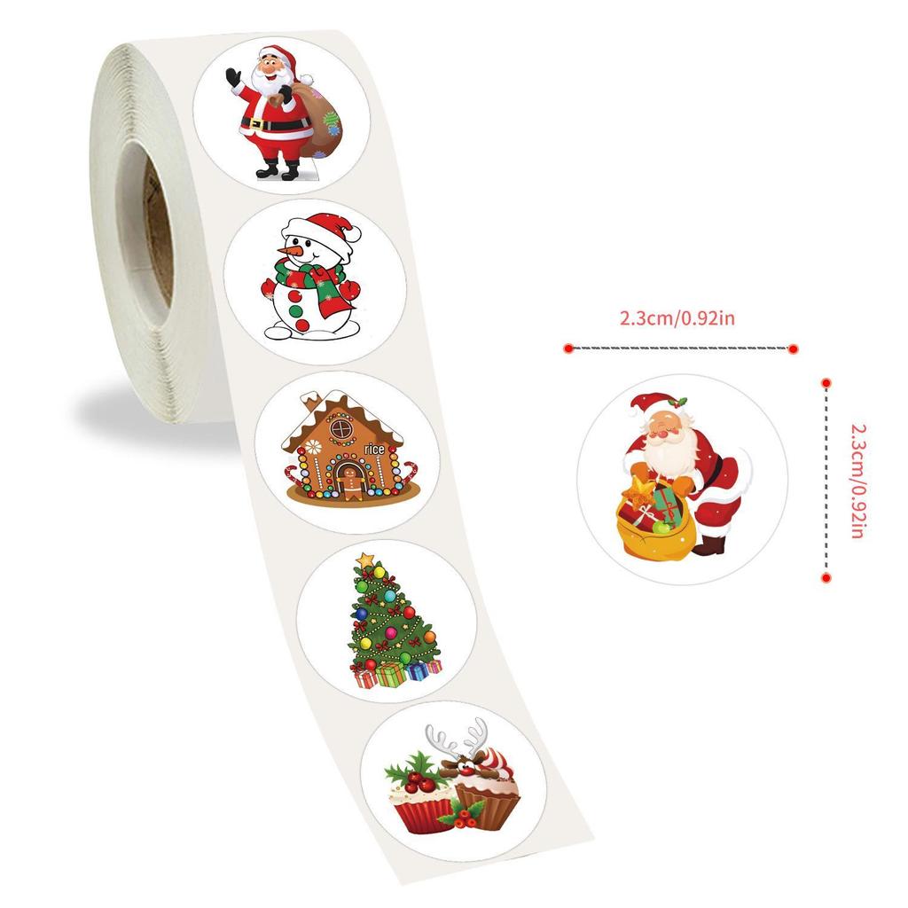 500-Pack Christmas Stickers Roll: Cute DIY Designs for Kids' Skateboards, Luggage, Guitars, and Planners