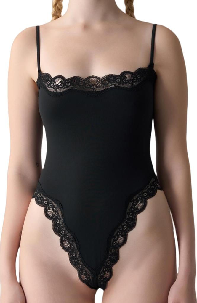 Maeau Tummy Tightening Cute Lace Cami High Butt Lifting Body XL Women's Bodysuit, Leotard, Shapewear, Tights, Elasticity, Shaper, Black,