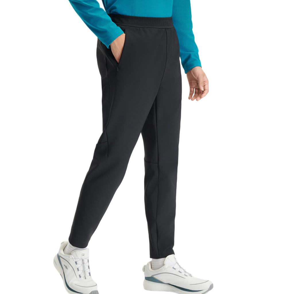 FILA Comfortable Simple Fashion Versatile Solid Color Knitted Sports Pants Men bottoms Deep-Black A11M441611A-BK