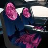 2pcs Wolf & Pink Moon Car Seat Covers - Soft All-Season Fit For Cars, SUVs, Trucks - Dark & Pink Night Sky Design With Full Moon