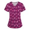 V-Neck Short Sleeve Nursing Scrub Top Women Fashionable Casual Workwear With 3D Print Design Slim Fit 2025 Collection