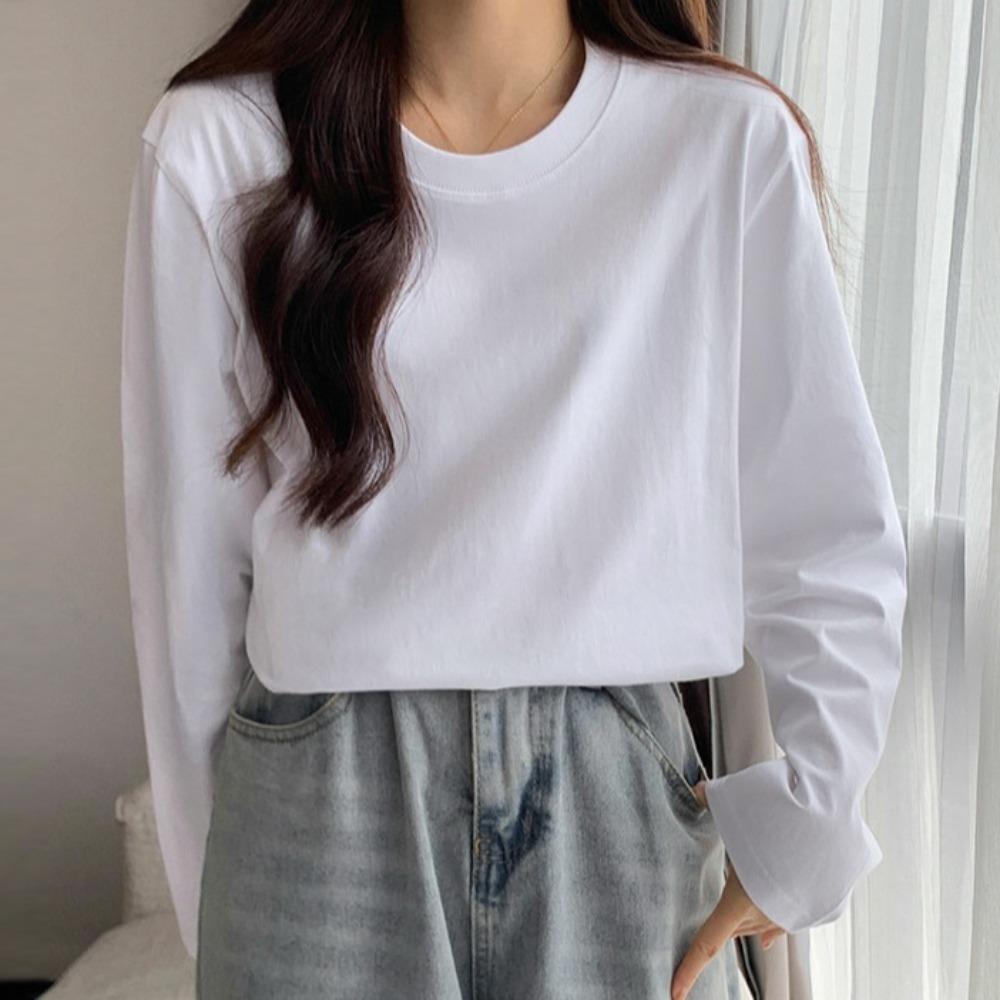 Baumwolle Unisex Basic T-Shirt Pullover Paar Tees Tops Mode Langarm T-Shirt Streetwear