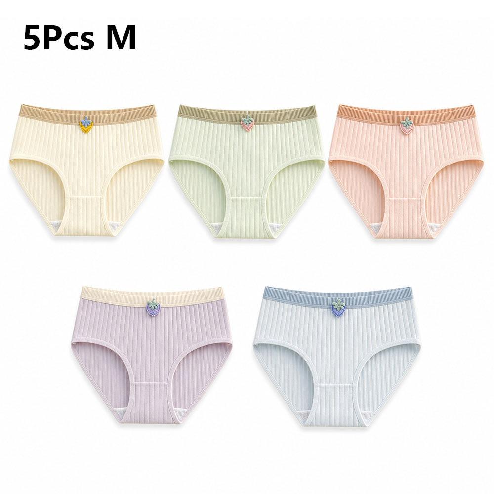 5Pcs Knitted Fabric Seamless Triangle Panties Large Size Mid Waist Underwear Comfortable Daily Wear