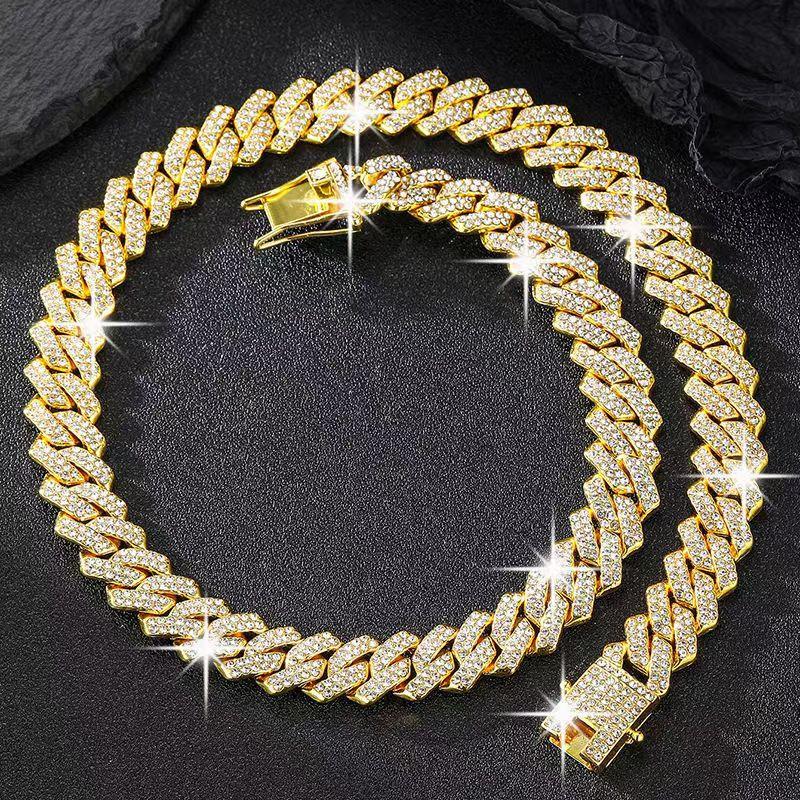 Legierung Voller Diamant 13mm Kubanische Kette Herren Heißer Verkauf Hip Hop Accessoires Schlüsselbein Kette Leichter Luxus Premium Schmuck