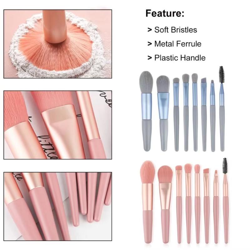 8 Pcs Premium Professional Makeup Brush Set Soft Synthetic Bristles Portable Pu Case For Daily Use Travel And Beauty Enthusiasts