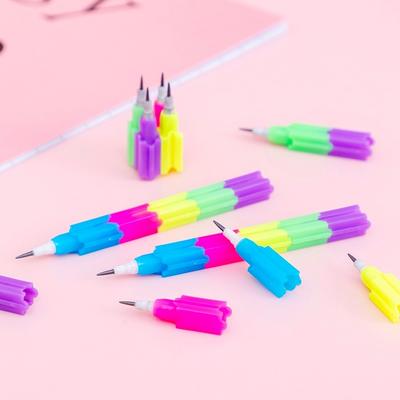 1/2 Uds divertido bloque de construcción lápiz sin afilar lápiz tipo bala para regalos de niños bolígrafos de madera