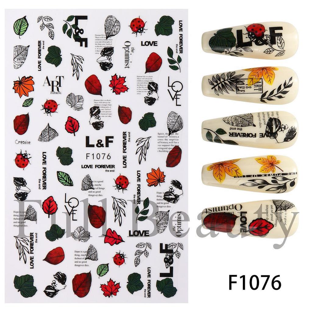 2pcs Autumn Flower Nail Stickers Y2K Butterfly Nail Supplies Nail Decals Cute Bee Fox Stickers For Nails Nail Art Decoration