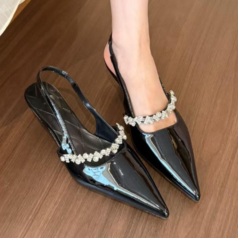 

Fashion 2025 Spring New Arrival Women s Pointed Toe Stiletto Heels Slimming French Style Sexy Ankle Strap Closed Back Shoes Elegant Look 35
