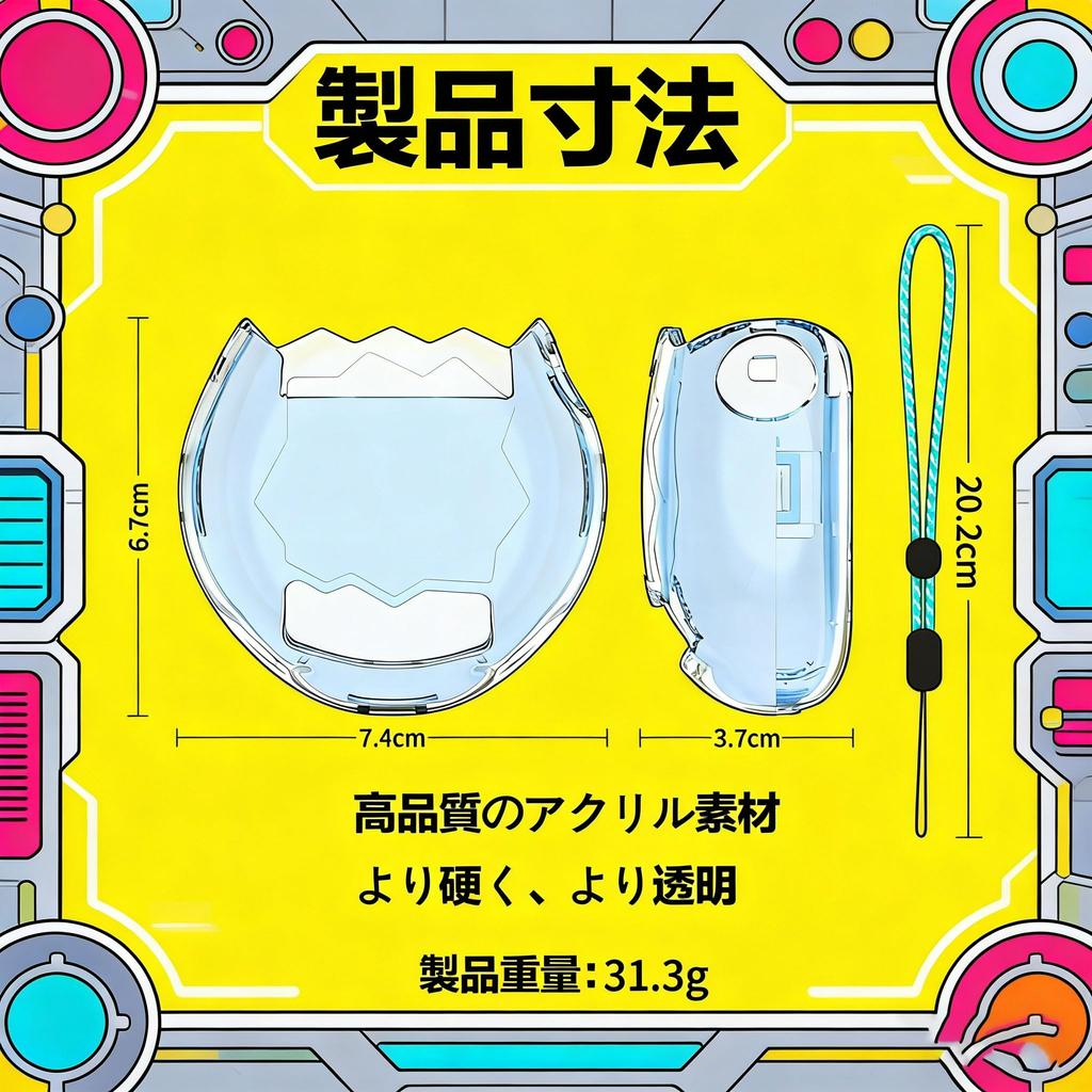 LQHZC Tamagotchi Paradise Spezielle Schutzhülle Perfekt angepasst an das Original Hergestellt aus strapazierfähigem PC Vollständig und inklusive eines kostenlosen Riemens und Tamagotchi