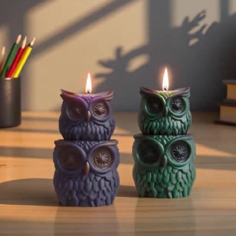 Schicht Eule Kerzenform, Tier Kerze Silikonform für Kerzenherstellung, DIYs Harzhandwerksform für Aromatherapie-Kerze