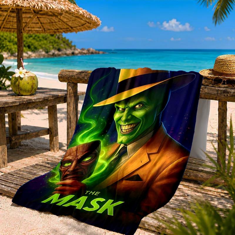 The Masked Green Man Beach Towel Microfiber Beach Towel, Lightweight and Quick-Dry, for Summer Travel, Swimming Pool Fan Birthday Gift