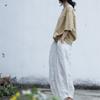 Johnature Women Vintage Linen White Wide Leg Pants Elastic Waist Summer Loose Trouser Casual Women Pants
