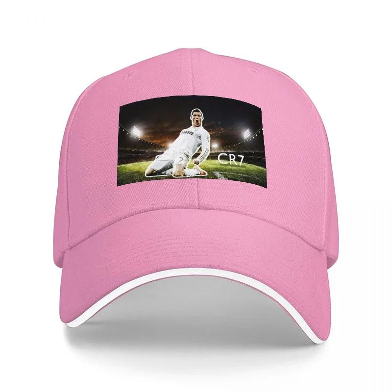 CR7 Football Legend Stadium Scene Baseball Cap Black with White Trim Premium Sports Hat for Fans and Style Enthusiasts