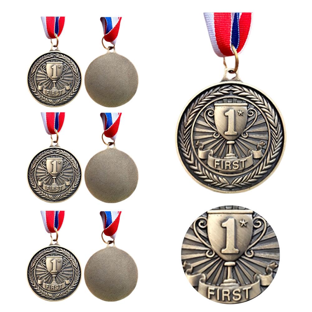 10Pcs Gold/Silver/Bronze Medal Award Medals with Neck Ribbon Sports Rewards Competition Prize Medals for Marathon Ball Games