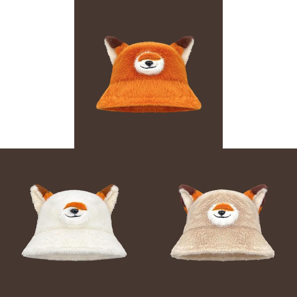 Fox Cosplay Plush Fisherman Hat With Thermal Function For Seasonal Wear