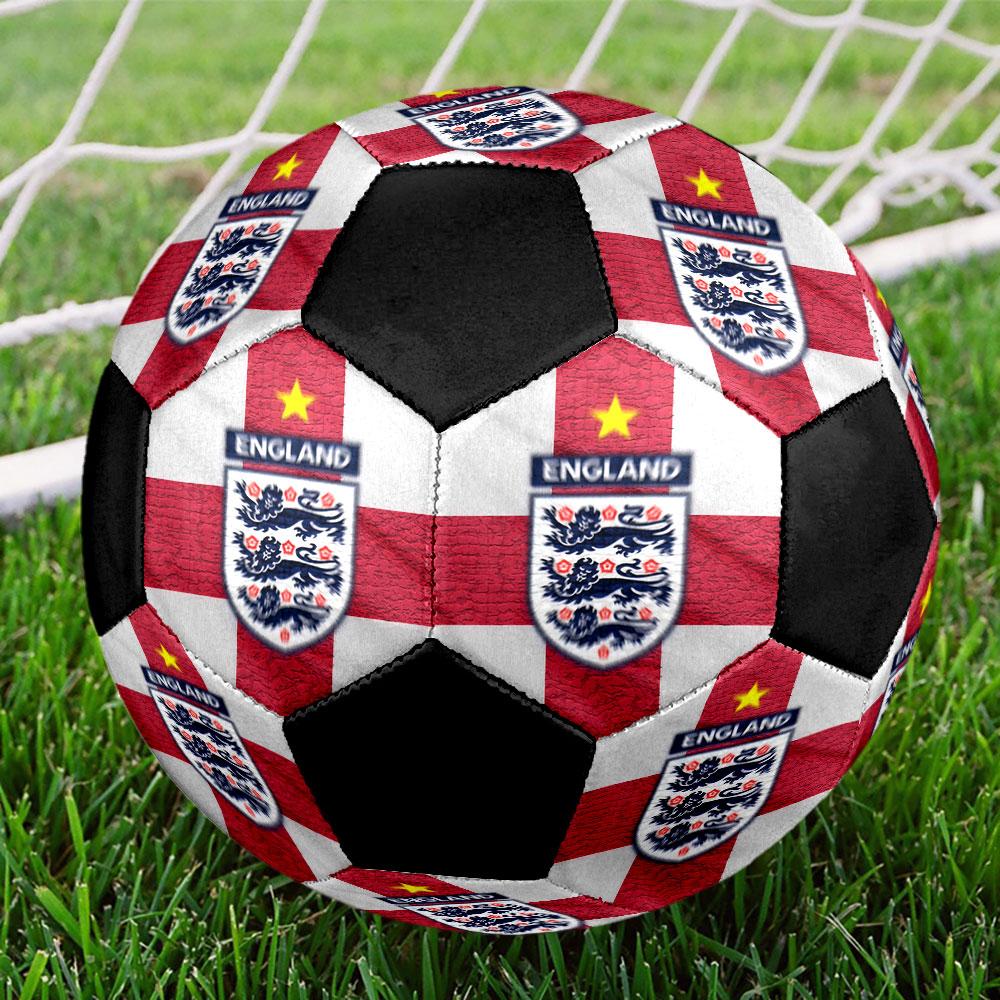 England Football Size 5 Soccer Ball, Machine-Stitched PVC, Durable & High Bounce, All Ages Fit, Fan Merchandise, Matches & Outdoor Use.
