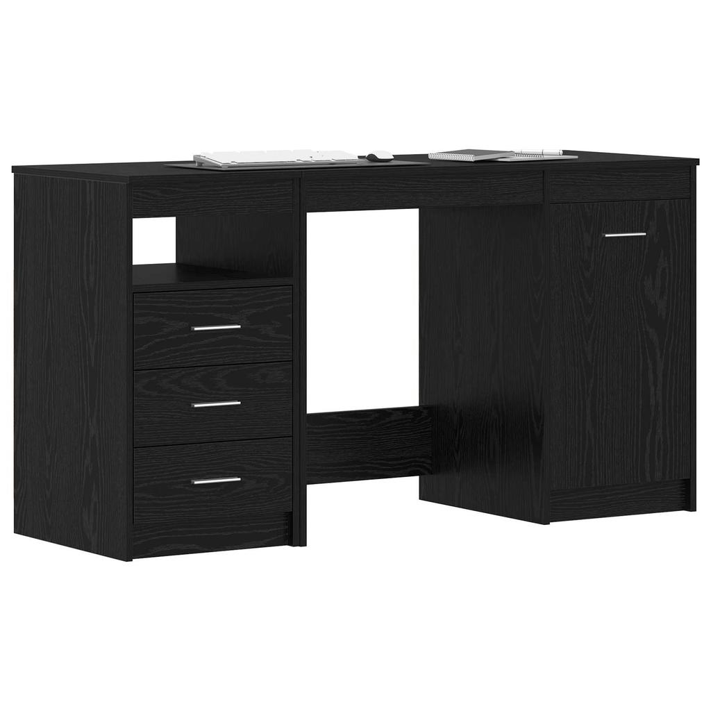 Desk 2 Pcs Black Oak Effect 140 X 50 X 76 Cm