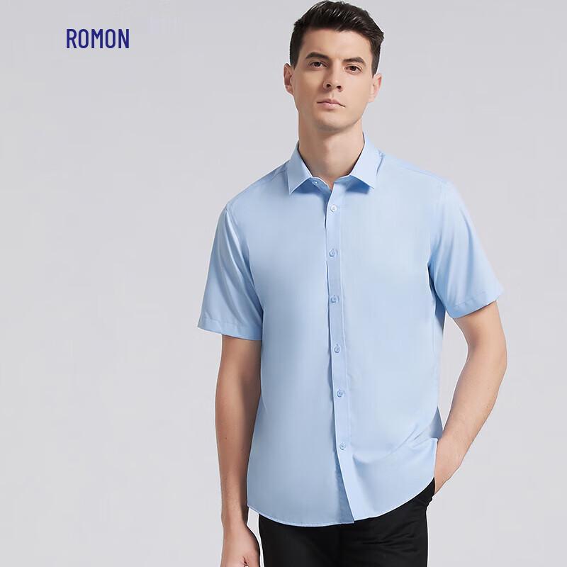 Romon Men s Bamboo Fiber Short-Sleeve Business Shirt 42