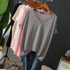 Summer Plus Size V-Neck Short Sleeve Women's T-Shirt - Ice Silk Loose Fit
