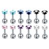 12 Pieces 16G Stainless Steel Cubic Zirconia Earrings for Women Stud Body Jewelry Set
