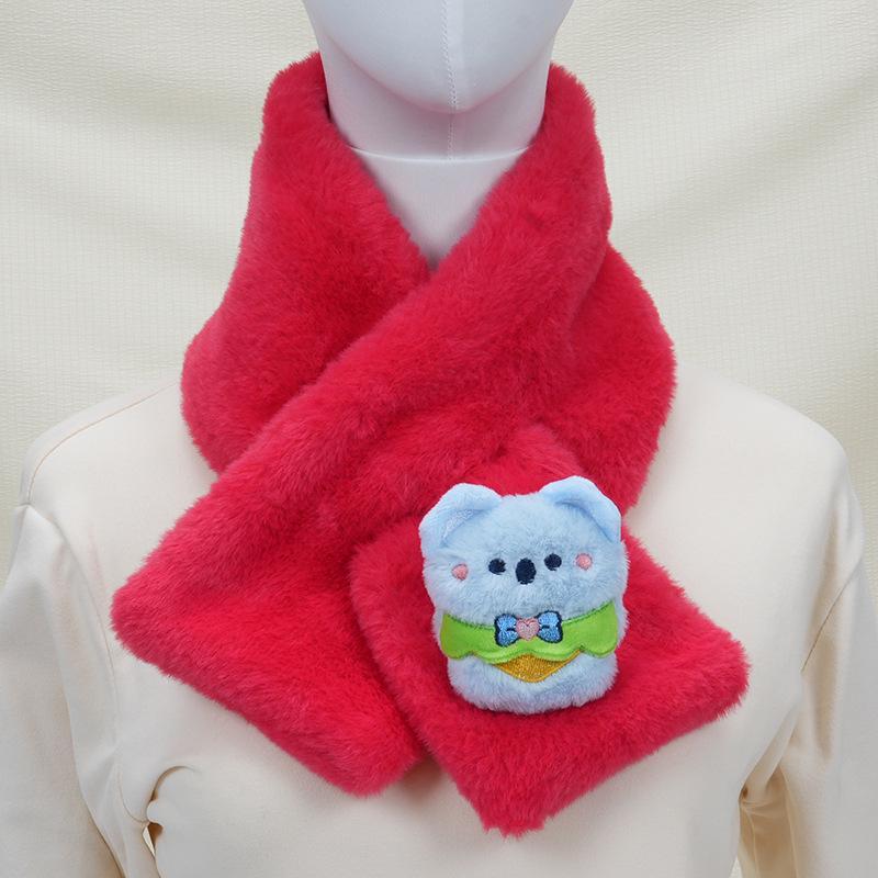 Children's Cartoon Panda Plush Scarf - Warm, Windproof Neck Gaiter for Autumn/Winter Boys & Girls.