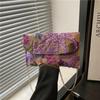Straw Woven Bag Women's Detachable Chain Crossbody Shoulder Bag Chinese Style Handbag Sequin Floral Envelope Bag