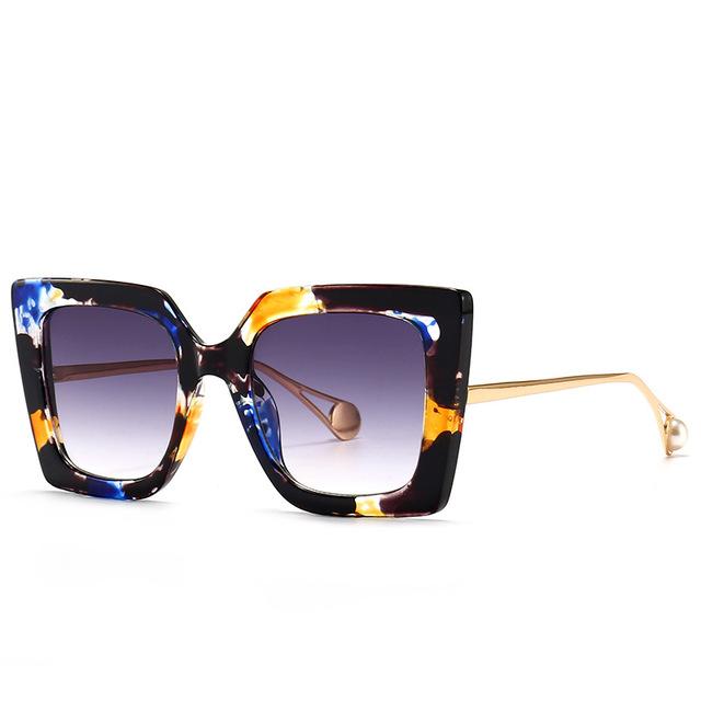 

Винтажные солнцезащитные очки большого размера, женские люксовые брендовые квадратные солнцезащитные очки, женские дизайнерские солнцезащитные очки с градиентом в стиле ретро с цветочным принтом