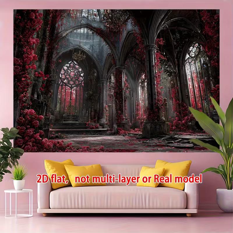 2D Vintage Night Room Backdrop for Eerie Halloween & Movie Nights
