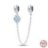 Real 925 Silver Stars & Moon Sunflower Safety Chains Spacer Beads Charms Fit Qikaola 925 Bracelets DIY Jewelry