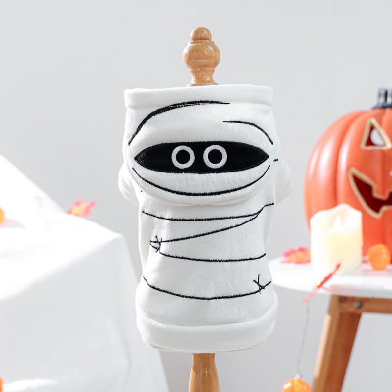 Pet Dog Costume Hoodie Small Breeds Halloween Mummy Style Two-Legged Outfit