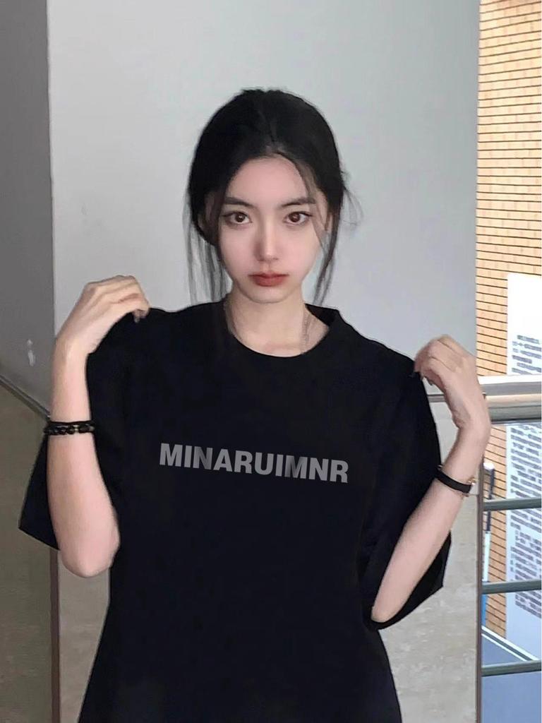 Damen Übergröße Retro Streetwear Reines Baumwoll Lockeres T-Shirt - Halbarm Freizeit Oberteil