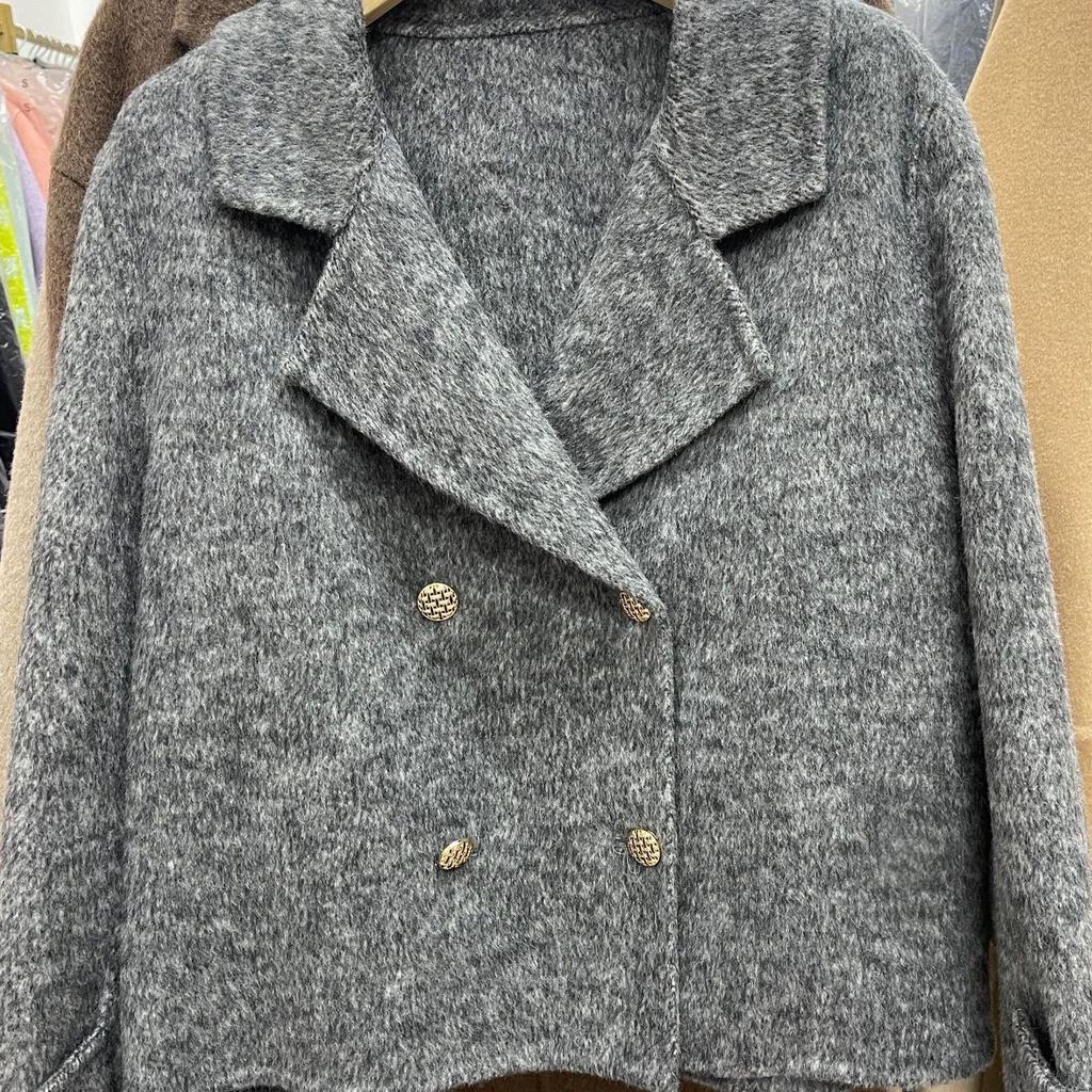 2026 Korean-Style Double-Faced Cashmere Coat: Short, Slim, Loose Woolen Design for Women