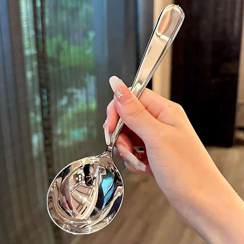 Edelstahl Rundlöffel Net Rot Golden Dinner Langer Griff Rühren Dessertlöffel Für Küchenzubehör Gadgets