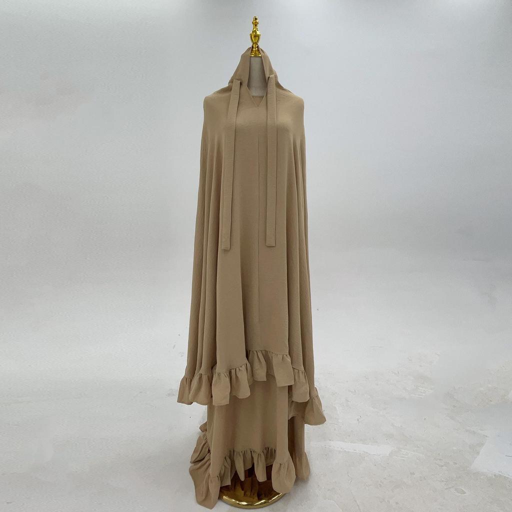 Loriya 2025 Solid Color Dress with Large Headscarf LR972