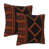 Rust Colored African Mudcloth 2 Pcs Square Pillowcase Pillow Cover Cushion Zip Decorative Comfort Throw Pillow For Living Room