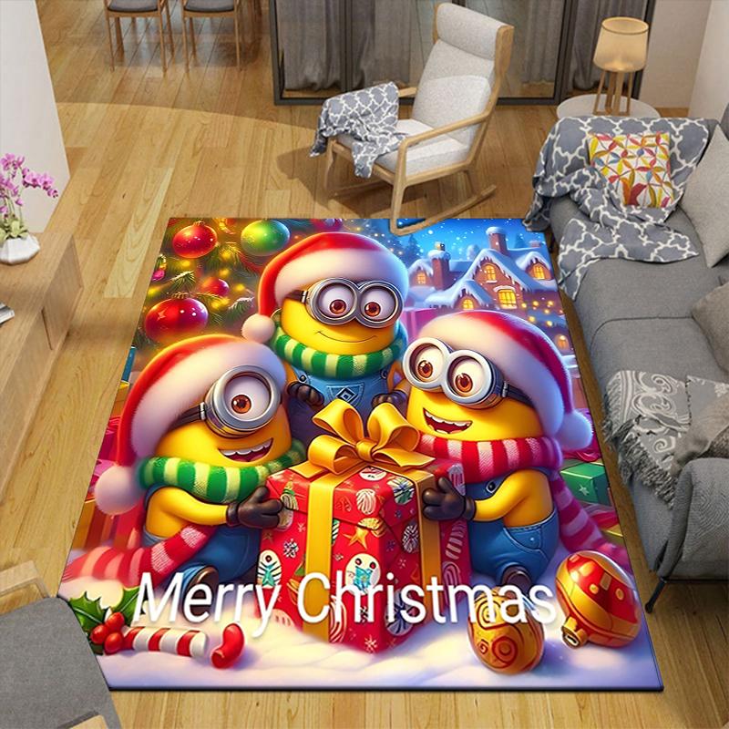 1Pc Christmas Minions Celebration Rug Office Carpet Indoor Outdoor Doormat Nonslip Soft And Comfortable Living Room Christmas Halloween Gift D91851