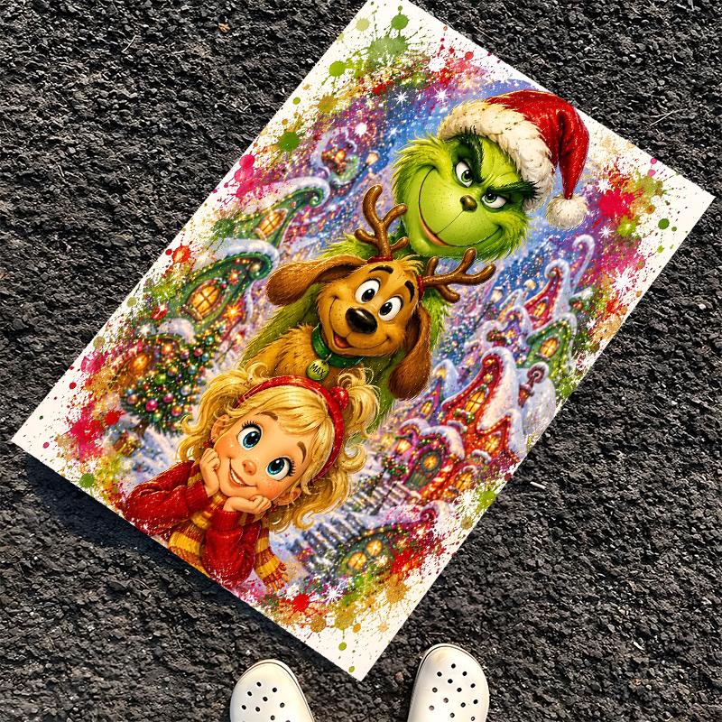 Grinch Printed Carpet, Rug for Office Chair Living Room Bedroom Kitchen Room Decor Gifts.