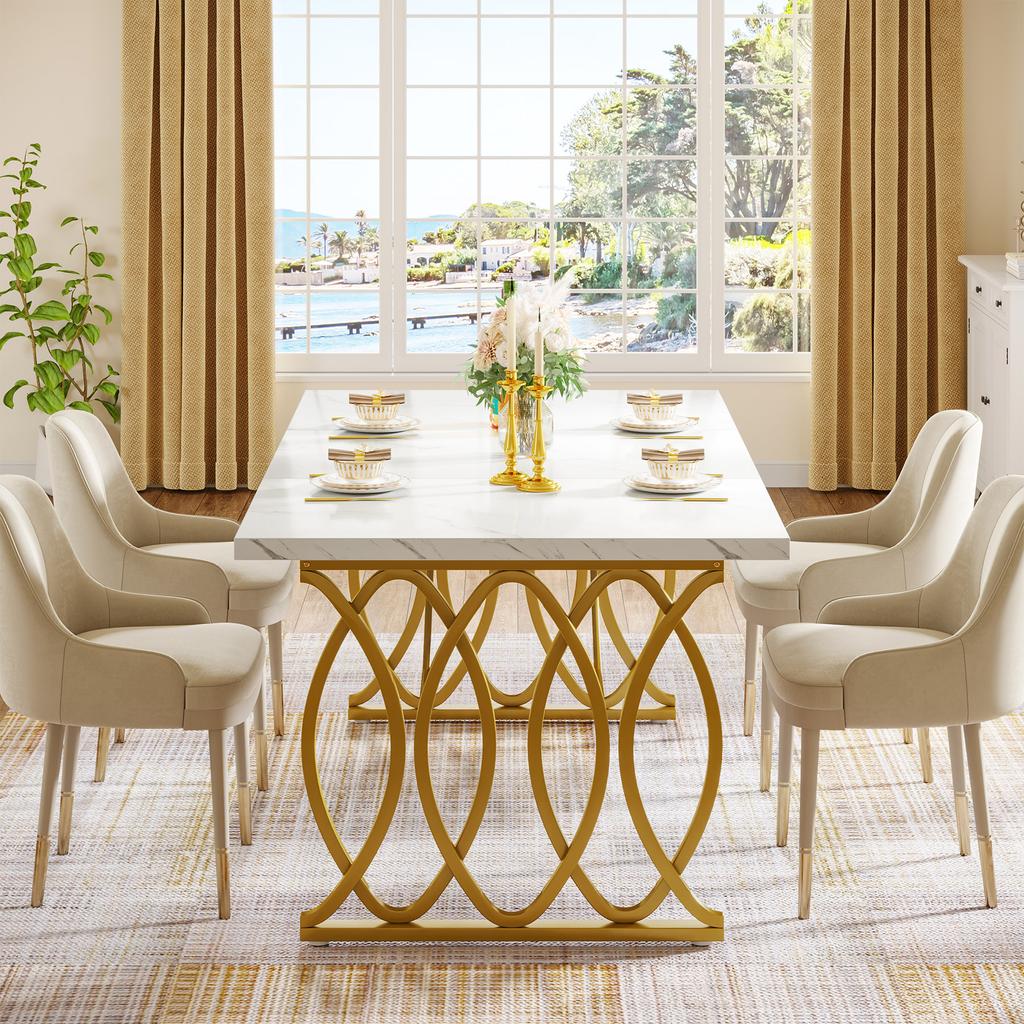 Tribesigns Modern Dining Table for 6 People, Living Room Table, 160 X 80 X 75 Cm, Rectangular Kitchen Table, Dining Table
