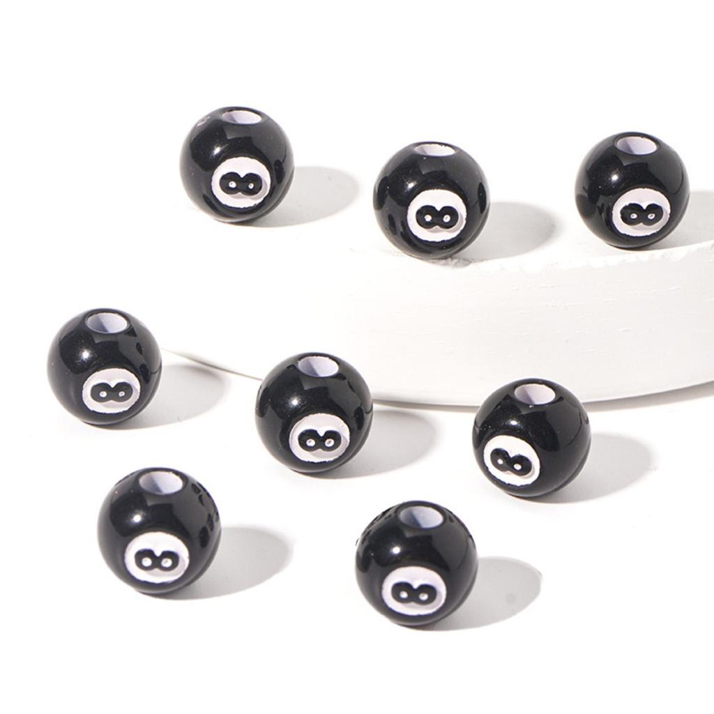 Z37 50pcs Fun Cartoon Billiard Design Black Beads Jewelry DIY Handmade Bracelet Earrings Key Chain Accessories Fashion Material