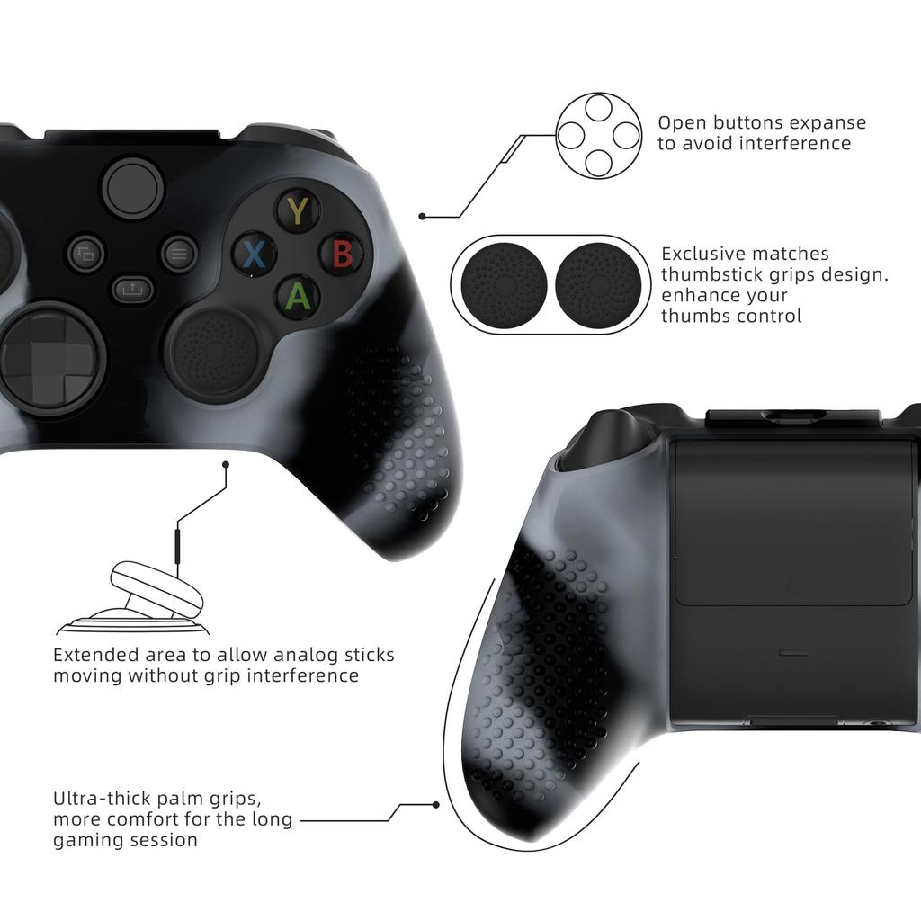 eXtremeRate PlayVital 3D Studded Xbox Series Controller Silicone Cover Skin with 6 Black Thumb Grip Soft Rubber Case Protector for Xbox Core Wireless