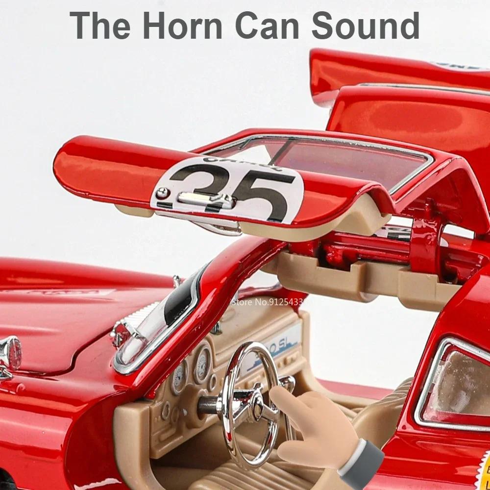 1:24 Scale 300SL Car Model Toy Alloy Diecast Doors Opened Pull Back Vintage Vehicle Models Toys Boys Kids Collection Gifts