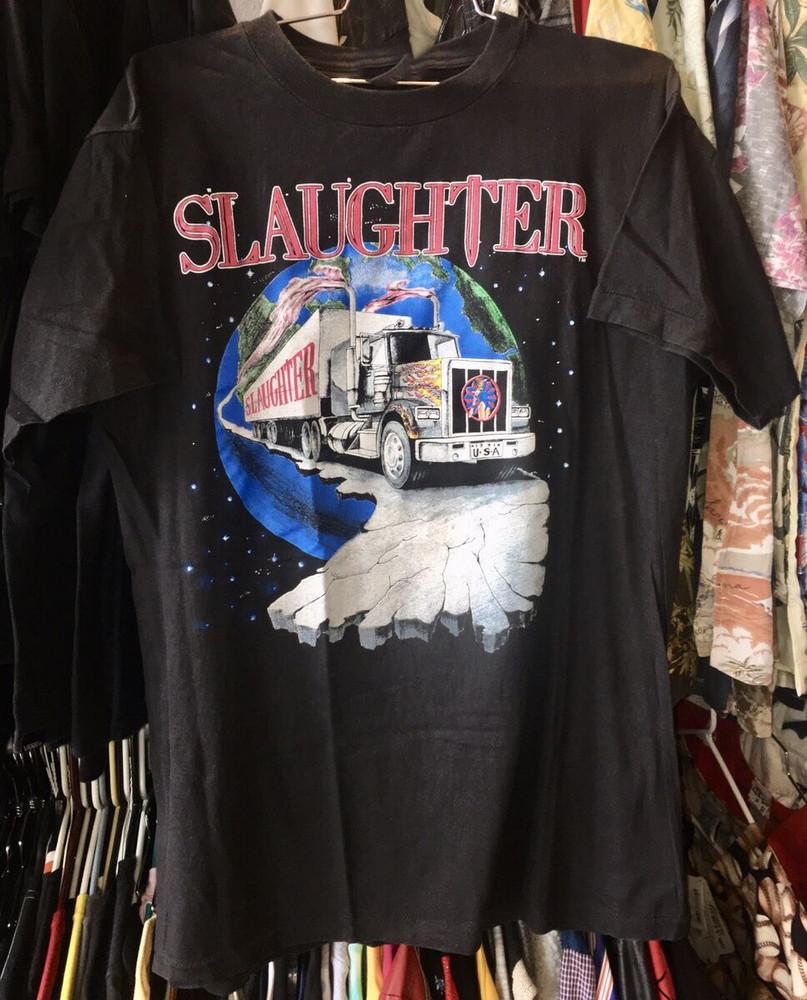 Подарок для друзей из группы Slaughter Черная футболка Хлопок Все размеры Унисекс Футболка L