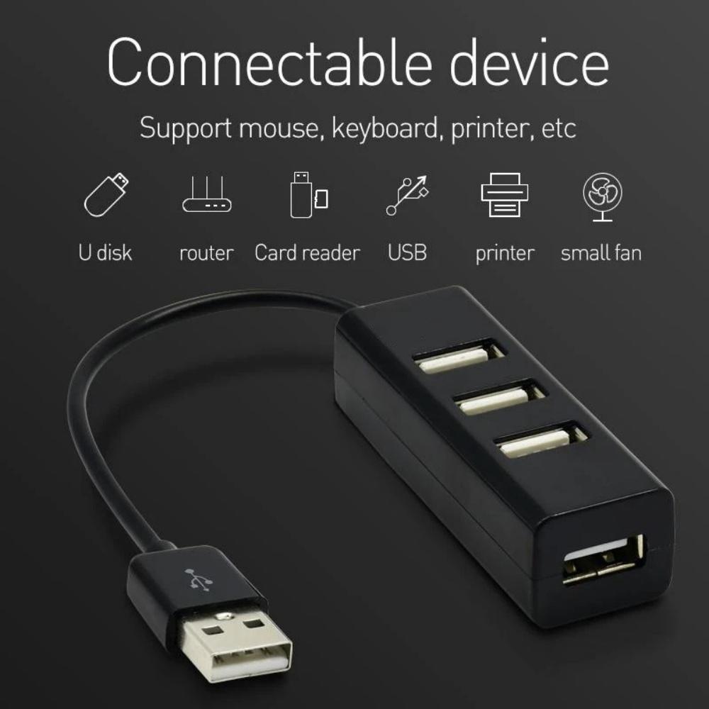 USB 2.0 HUB 4 Ports USB Expander High Speed USB Splitter Portable Multi Ports Power Adapter for Laptop PC Computer Accessories