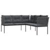 VidaXL Canapé de jardin avec coussins forme de L noir acier textilène, canapé d'extérieur, siège de jardin, chaise longue de 4008111