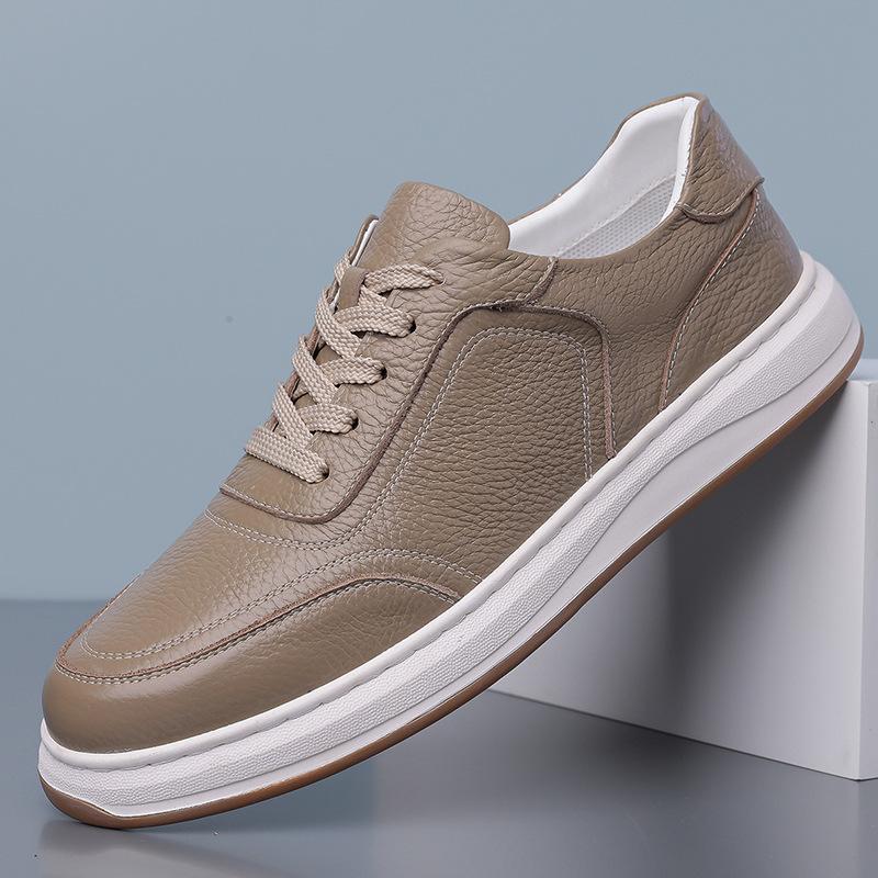 Low-top hollowed-out leather shoes men's 2025 summer cowhide casual leather sandals lace-up breathable hole sandals 2025