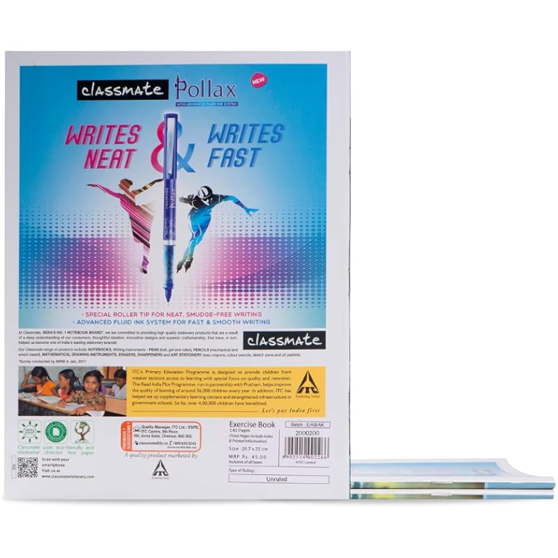 Classmate Long Book - Unruled, 140 Pages, 297 mm x 210 mm - Pack Of 3