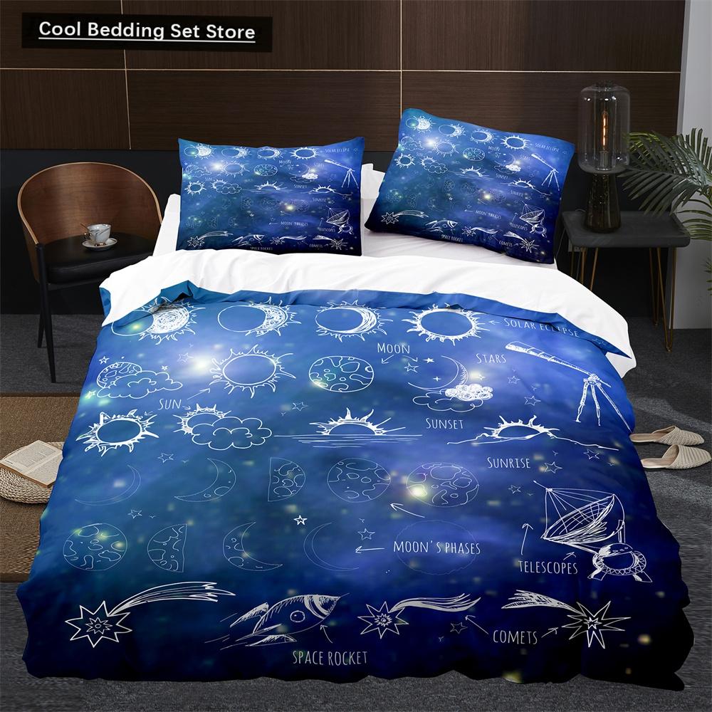 Sun Moon King Queen Duvet Cover Boho Magic Style Bedding Set for Teens Adults Golden Exotic Tribe 2/3pcs Polyester Quilt Cover