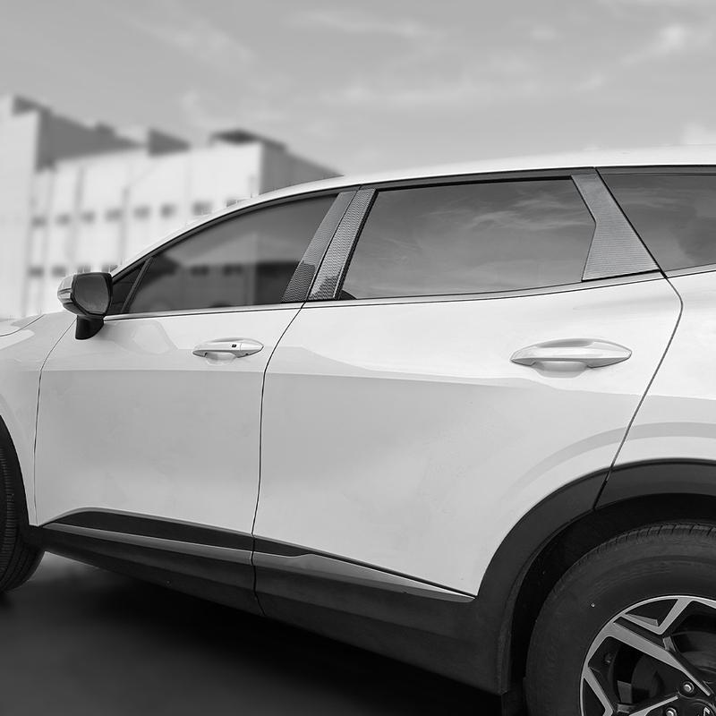 6pcs Black Carbon Fiber Car Window BC Pillar Posts Trim Cover For Kia Sportage NQ5 -2026 Exterior Accessories