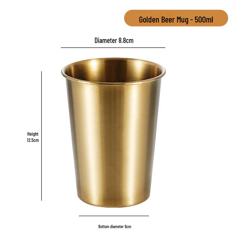 Gold 304 Stainless Steel Beer Mug - Single Layer, Stackable Outdoor Cup for Cold Drinks