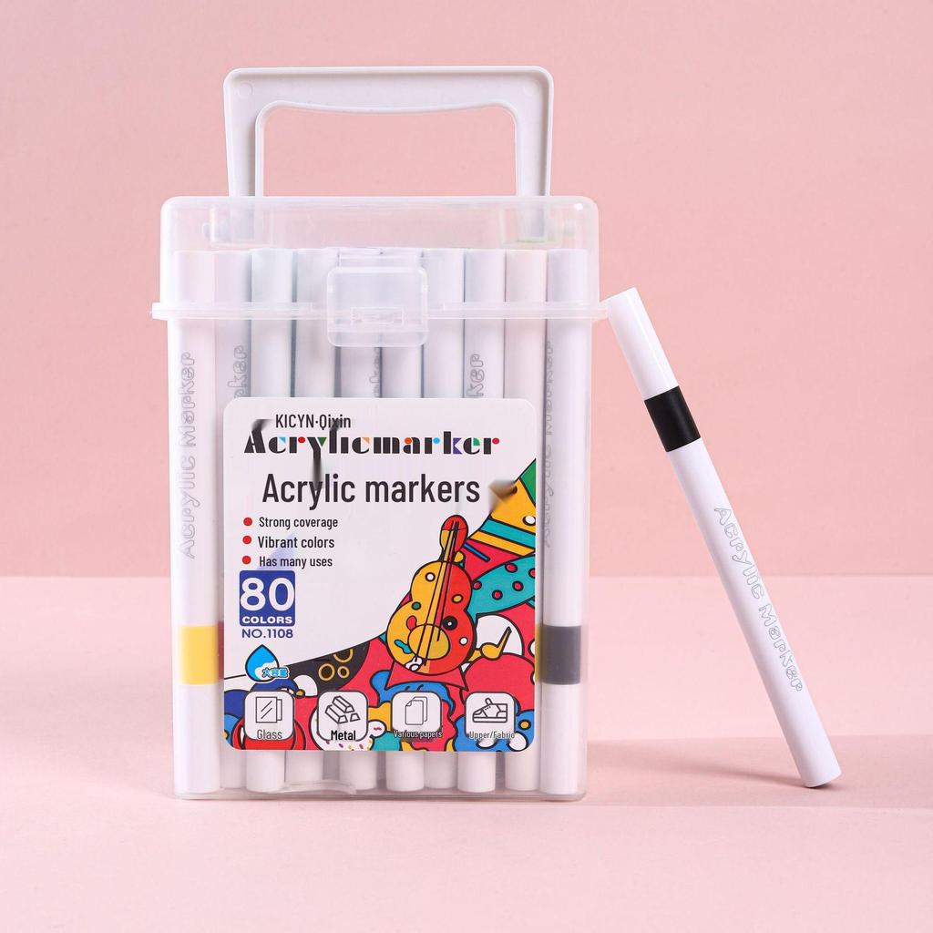 Acrylic Markers: 12, 48, 60, 80 Water-Based Colors for Student Art, Anime, Hand-Painting, Coloring, and Doodling.